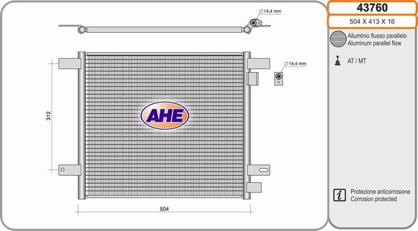 AHE 43760 - Конденсатор кондиционера autosila-amz.com