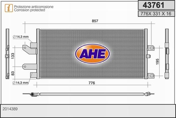 AHE 43761 - Конденсатор кондиционера autosila-amz.com