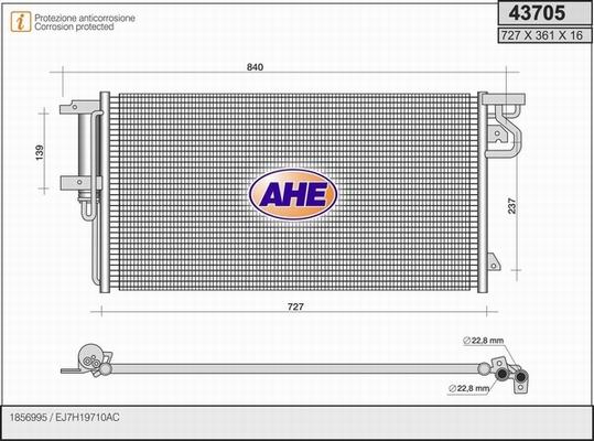 AHE 43705 - Конденсатор кондиционера autosila-amz.com