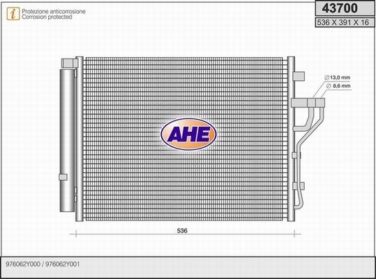 AHE 43700 - Конденсатор кондиционера autosila-amz.com