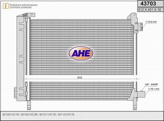 AHE 43703 - Конденсатор кондиционера autosila-amz.com