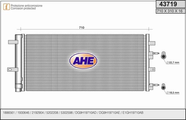 AHE 43719 - Конденсатор кондиционера autosila-amz.com