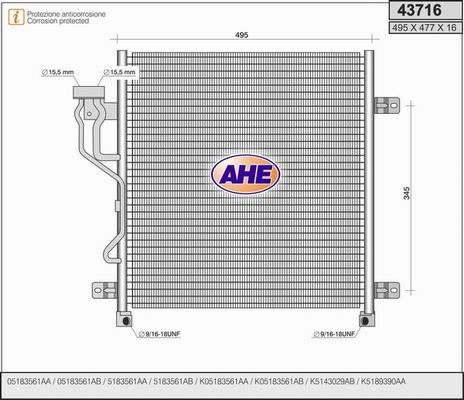 AHE 43716 - Конденсатор кондиционера autosila-amz.com