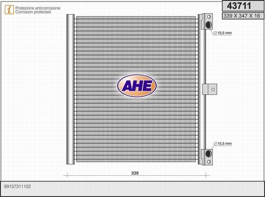 AHE 43711 - Конденсатор кондиционера autosila-amz.com