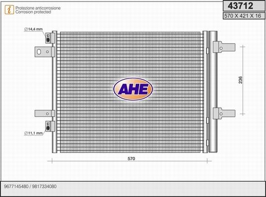 AHE 43712 - Конденсатор кондиционера autosila-amz.com