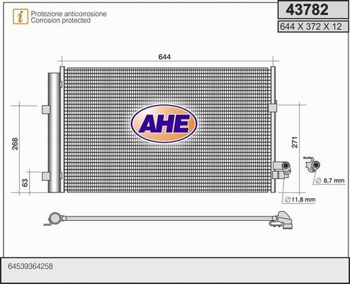 AHE 43782 - Конденсатор кондиционера autosila-amz.com