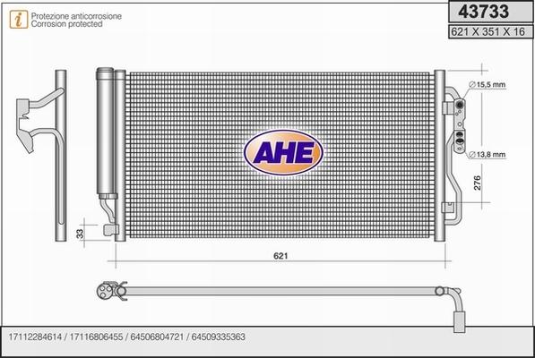 AHE 43733 - Конденсатор кондиционера autosila-amz.com