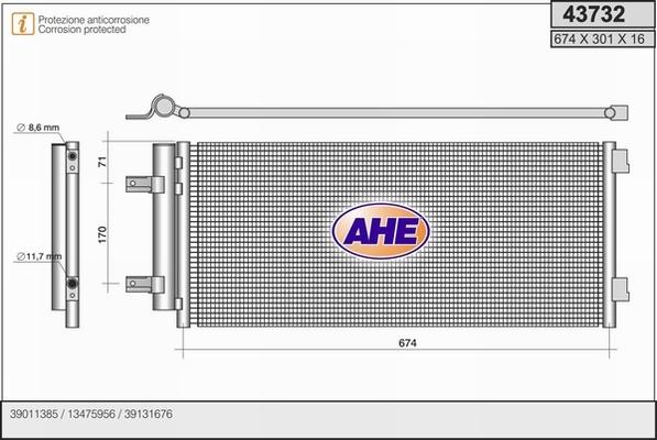 AHE 43732 - Конденсатор кондиционера autosila-amz.com