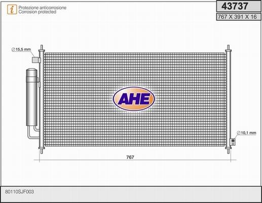 AHE 43737 - Конденсатор кондиционера autosila-amz.com