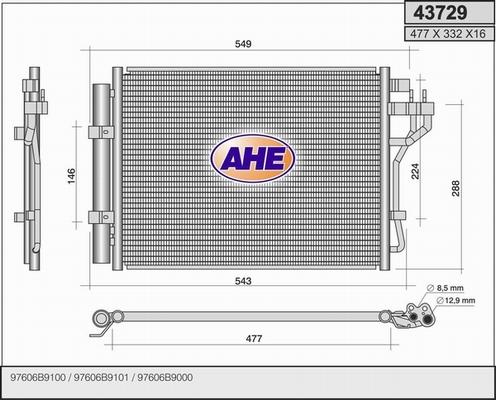 AHE 43729 - Конденсатор кондиционера autosila-amz.com