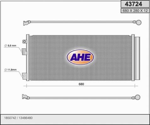 AHE 43724 - Конденсатор кондиционера autosila-amz.com