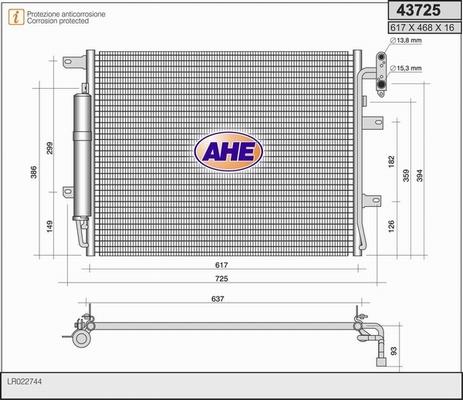 AHE 43725 - Конденсатор кондиционера autosila-amz.com