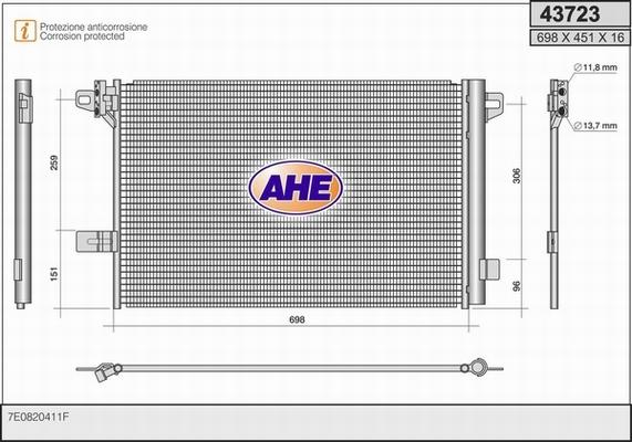 AHE 43723 - Конденсатор кондиционера autosila-amz.com
