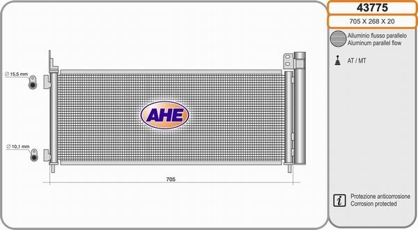 AHE 43775 - Конденсатор кондиционера autosila-amz.com