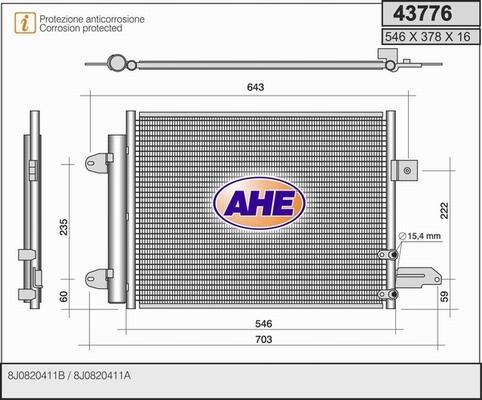 AHE 43776 - Конденсатор кондиционера autosila-amz.com