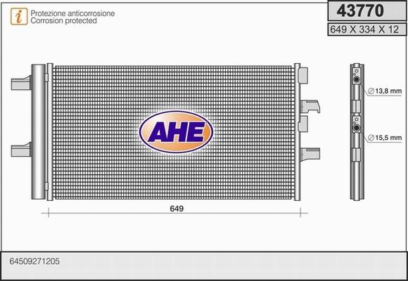 AHE 43770 - Конденсатор кондиционера autosila-amz.com