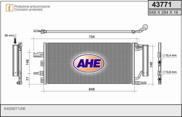 AHE 43771 - Конденсатор кондиционера autosila-amz.com