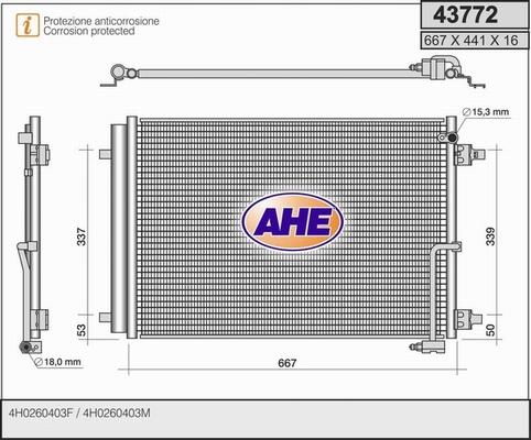 AHE 43772 - Конденсатор кондиционера autosila-amz.com