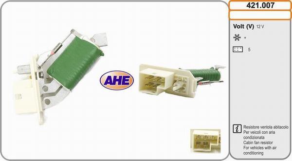 AHE 421.007 - Дополнительный резистор, электромотор - вентилятор радиатора autosila-amz.com