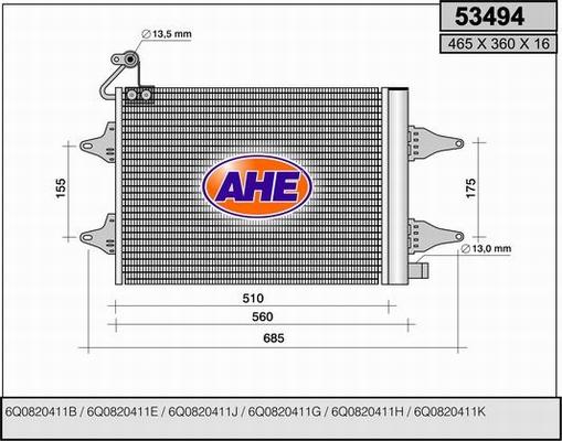 AHE 53494 - Конденсатор кондиционера autosila-amz.com