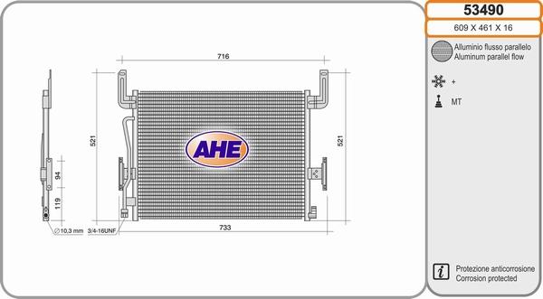 AHE 53490 - Конденсатор кондиционера autosila-amz.com