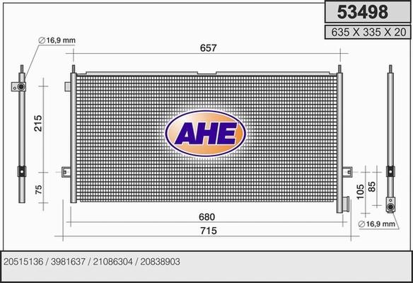 AHE 53498 - Конденсатор кондиционера autosila-amz.com