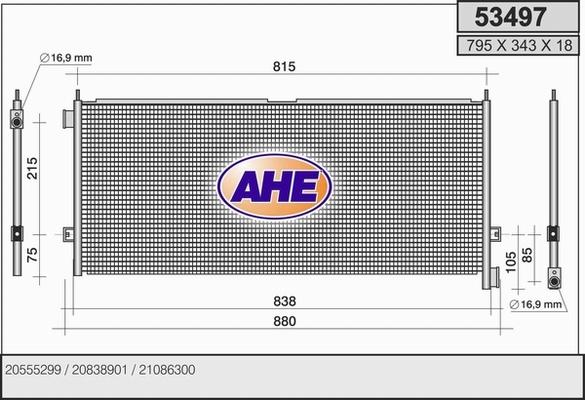 AHE 53497 - Конденсатор кондиционера autosila-amz.com