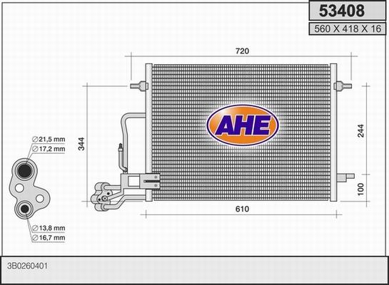 AHE 53408 - Конденсатор кондиционера autosila-amz.com