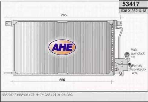 AHE 53417 - Конденсатор кондиционера autosila-amz.com