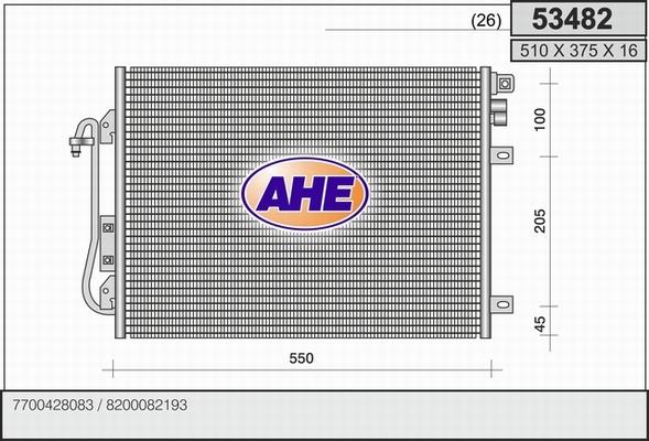 AHE 53482 - Конденсатор кондиционера autosila-amz.com