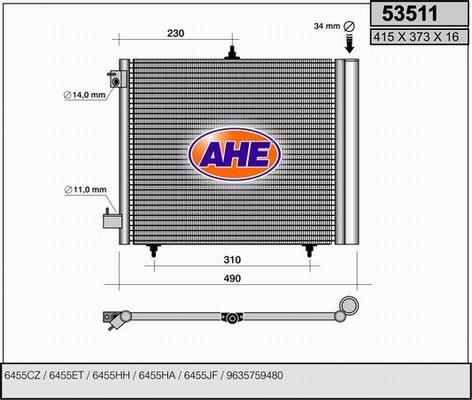 AHE 53511 - Конденсатор кондиционера autosila-amz.com
