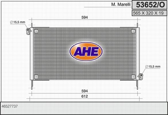 AHE 53652/O - Конденсатор кондиционера autosila-amz.com