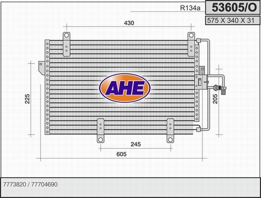 AHE 53605/O - Конденсатор кондиционера autosila-amz.com