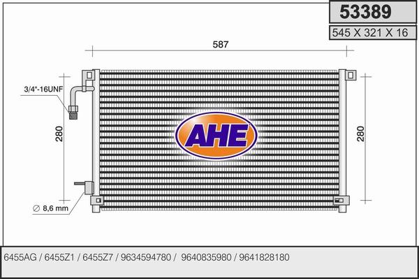 AHE 53389 - Конденсатор кондиционера autosila-amz.com