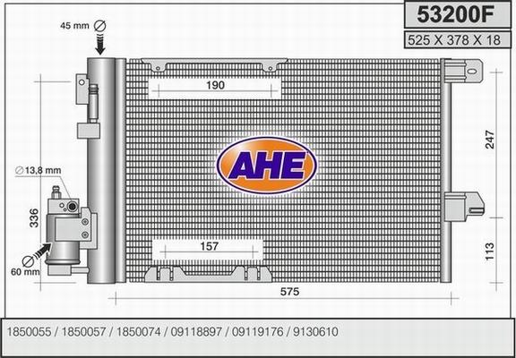AHE 53200F - Конденсатор кондиционера autosila-amz.com