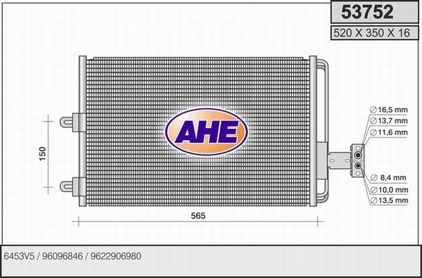 AHE 53752 - Конденсатор кондиционера autosila-amz.com
