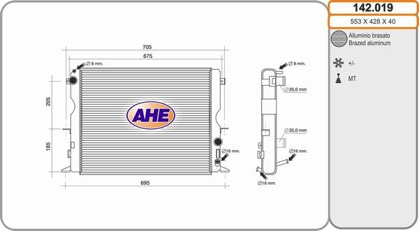 AHE 142.019 - Радиатор, охлаждение двигателя autosila-amz.com