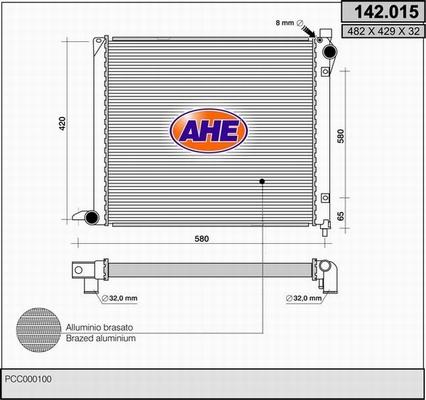 AHE 142.015 - Радиатор, охлаждение двигателя autosila-amz.com
