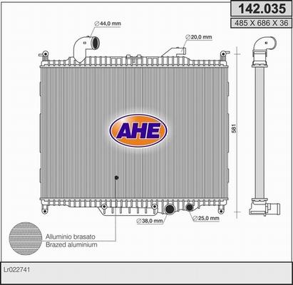 AHE 142.035 - Радиатор, охлаждение двигателя autosila-amz.com