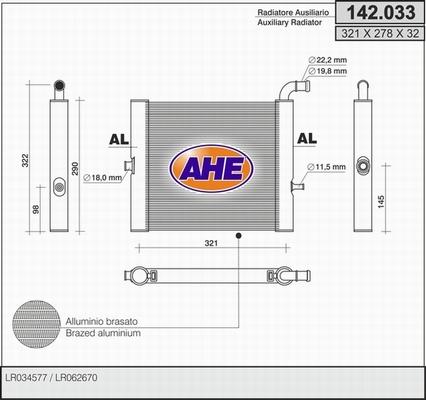 AHE 142.033 - Радиатор, охлаждение двигателя autosila-amz.com