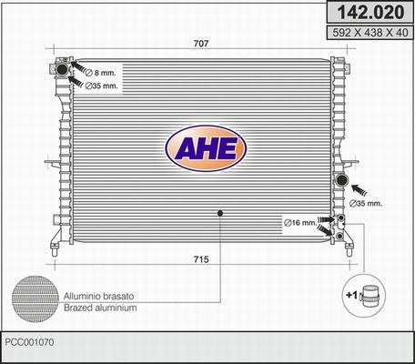 AHE 142.020 - Радиатор, охлаждение двигателя autosila-amz.com