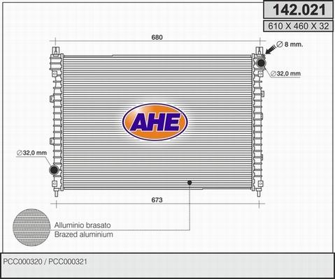 AHE 142.021 - Радиатор, охлаждение двигателя autosila-amz.com