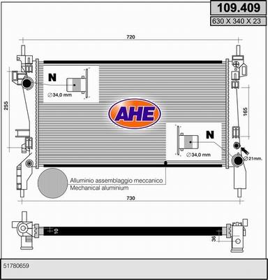 AHE 109.409 - Радиатор, охлаждение двигателя autosila-amz.com
