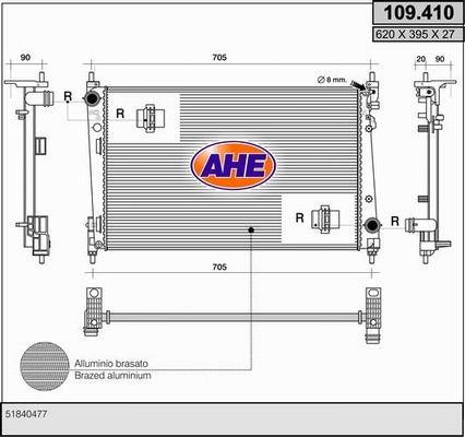 AHE 109.410 - Радиатор, охлаждение двигателя autosila-amz.com