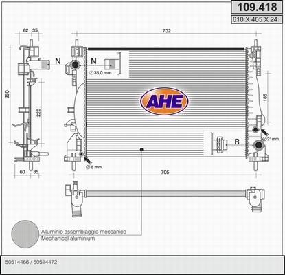 AHE 109.418 - Радиатор, охлаждение двигателя autosila-amz.com