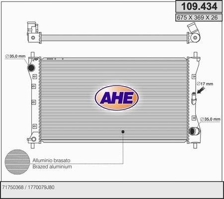 AHE 109.434 - Радиатор, охлаждение двигателя autosila-amz.com