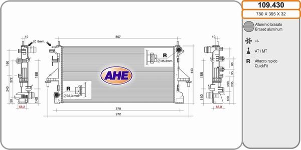 AHE 109.430 - Радиатор, охлаждение двигателя autosila-amz.com