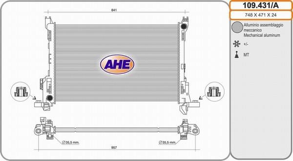 AHE 109.431/A - Радиатор, охлаждение двигателя autosila-amz.com