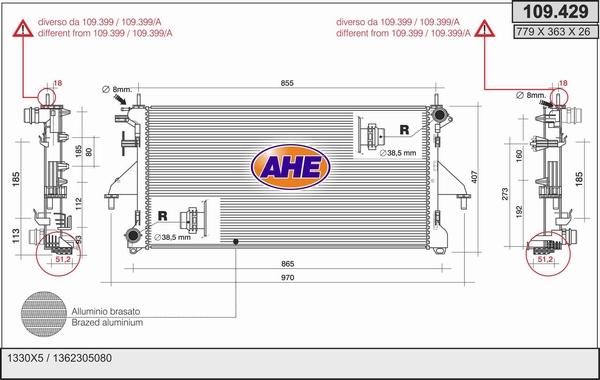 AHE 109.429 - Радиатор, охлаждение двигателя autosila-amz.com