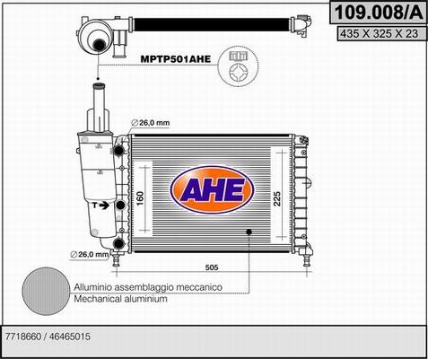 AHE 109.008/A - Радиатор, охлаждение двигателя autosila-amz.com